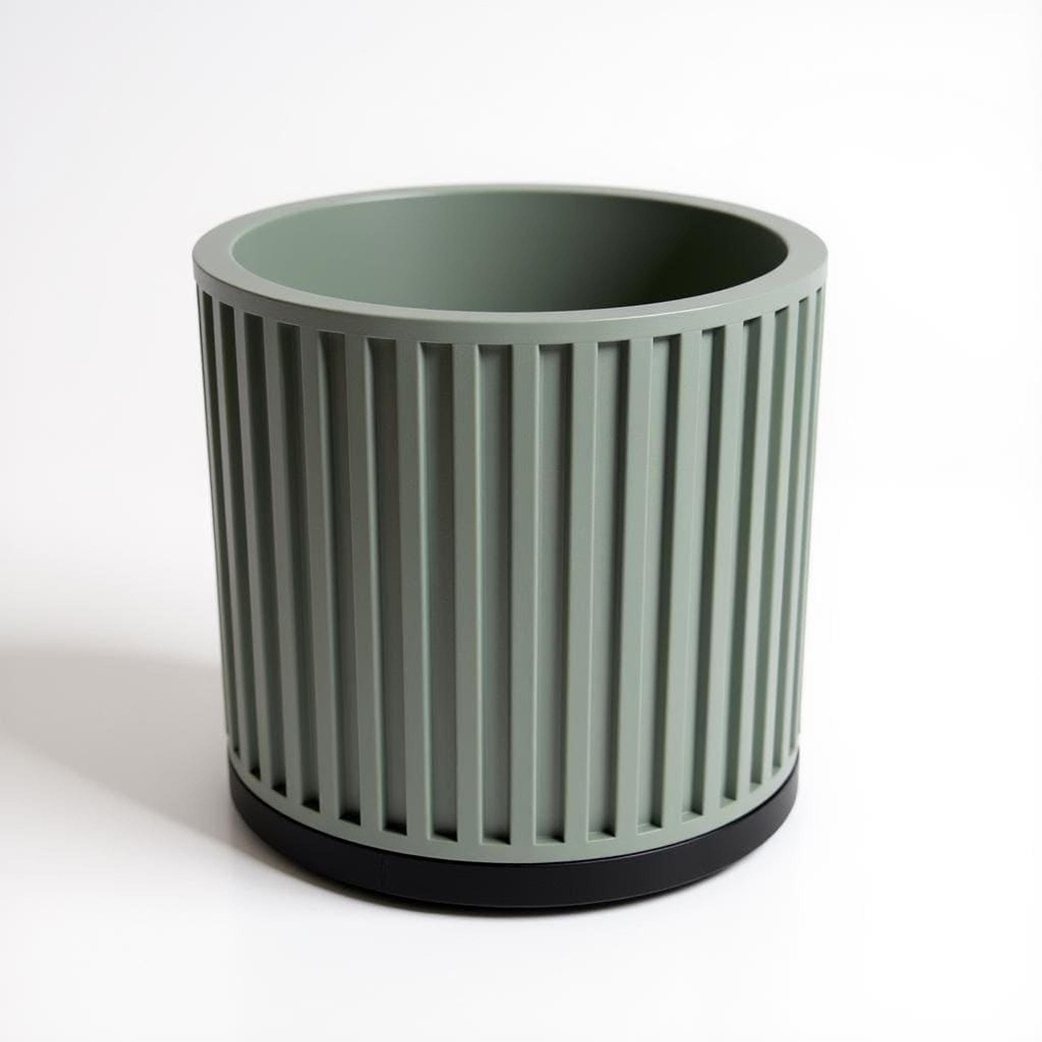 Ribbed Planter with Drainage Tray, Modern Fluted Plant Pot, Sage Green Indoor Planter, Housewarming Gift – photo 12